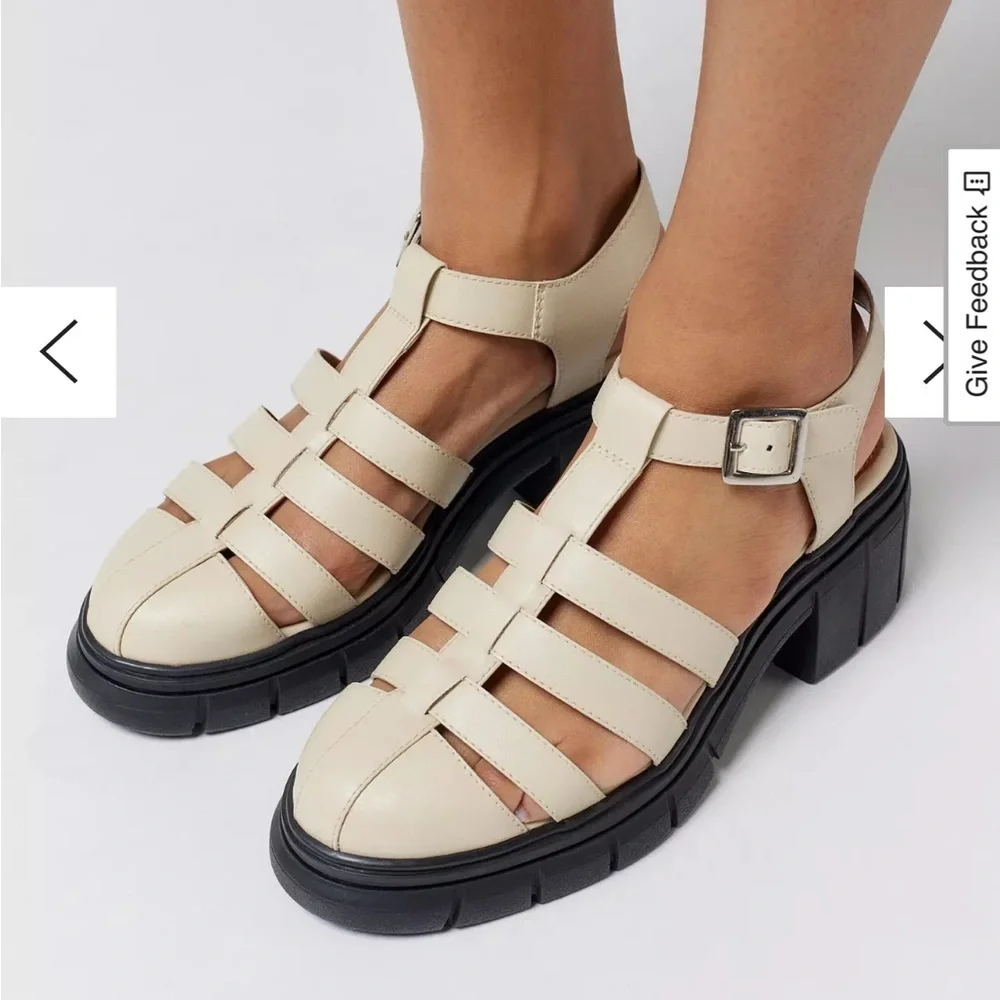 BC Footwear Anthropologie Up Till Dawn Fisherman Sandal Cream Lug Sole 10 NEW